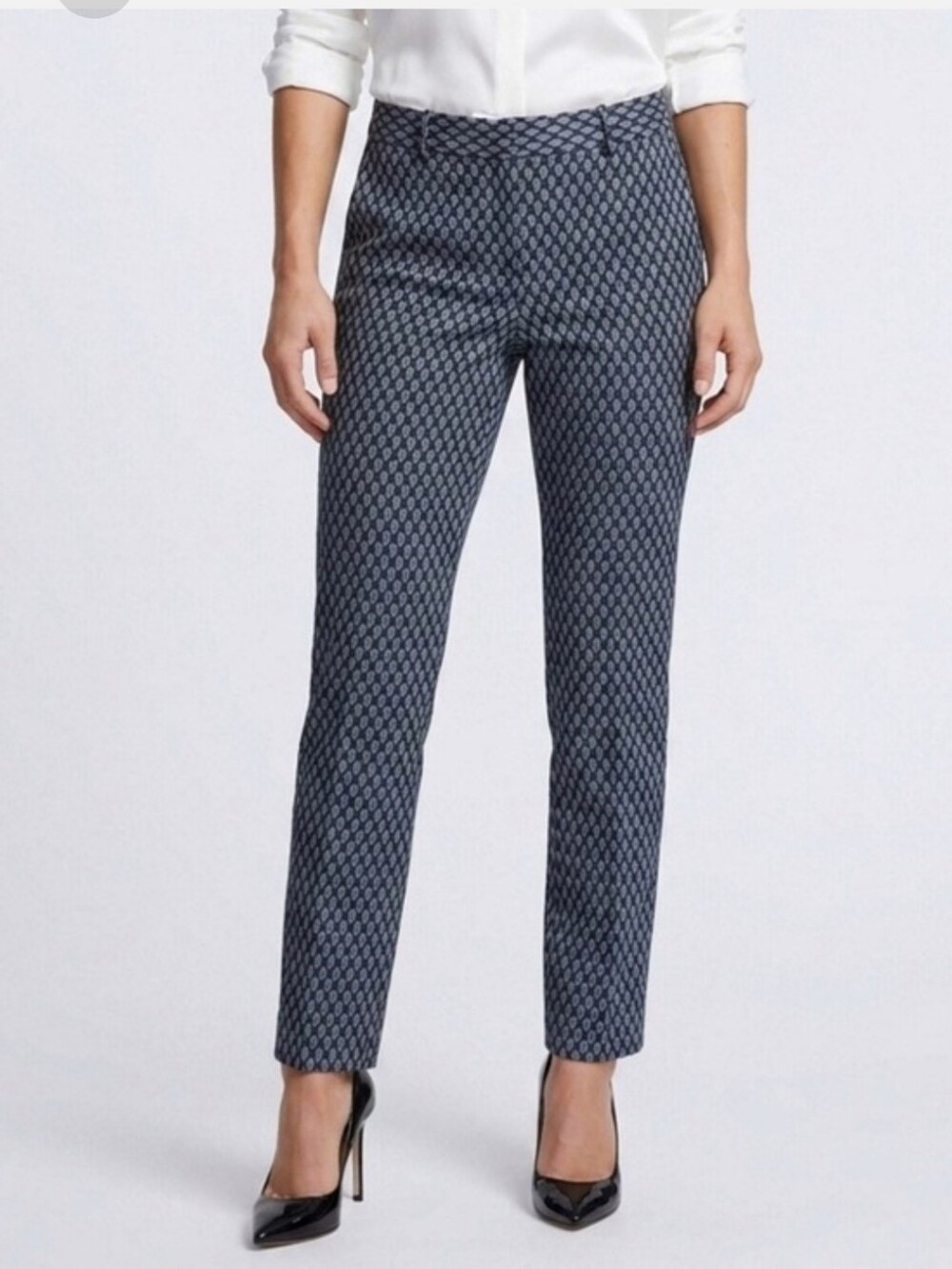 Theory Treeca cropped trousers With blue and black Geometric Pattern. Size 12